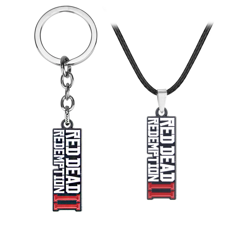 Red Dead 2 Redemption Necklace Black Metal Rockstar Game Pendant Rope