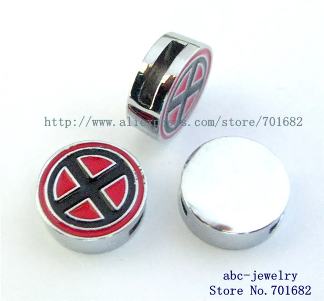 

Internal Dia.8mm 50pcs slide Charms can through 8mm Wristband pet collar Xmen SL239-5