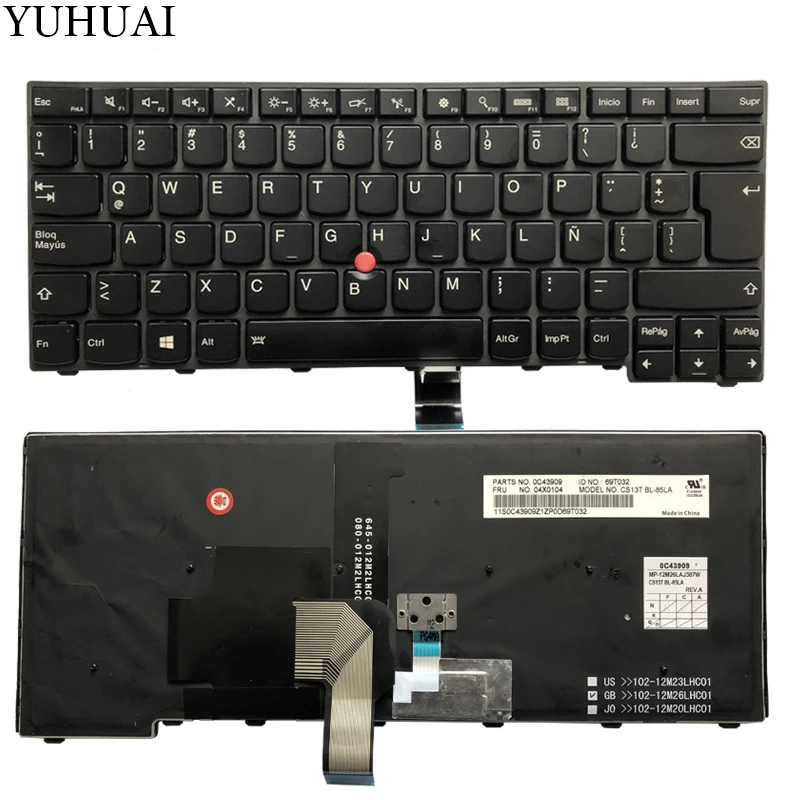 Латинская клавиатура для Thinkpad L440 L450 L460 T431S T440 T440P T440S T450 T450S черная клавиатура для ноутбука с подсветкой