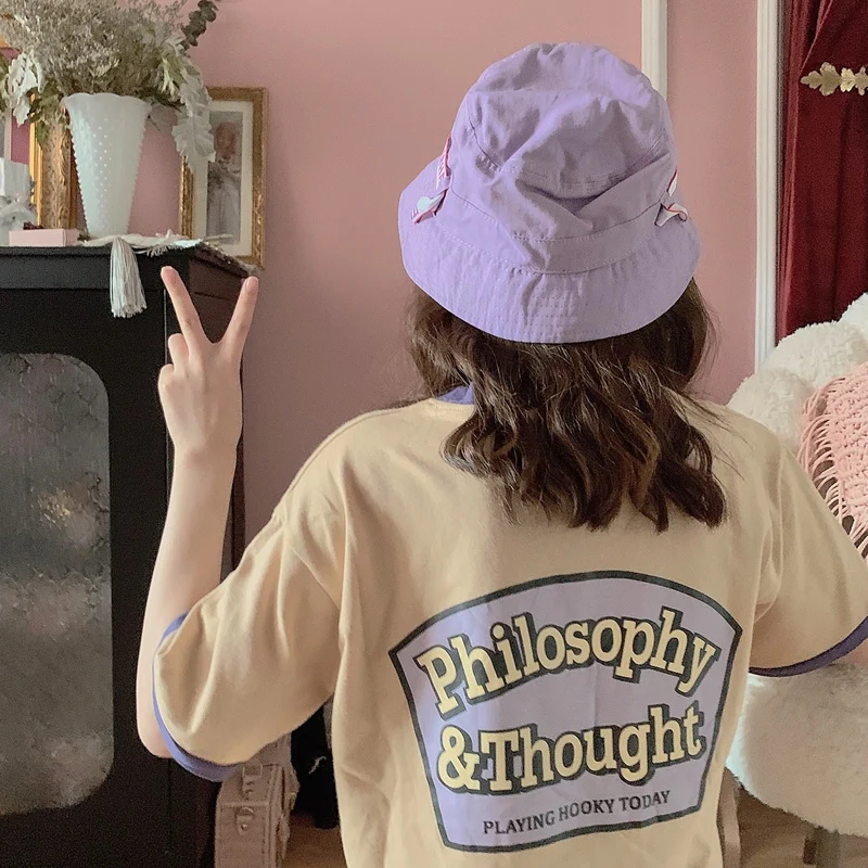 

Princess sweet lolita T-shirt Summer fun girls Book letters printed matching color short sleeve loose T-shirt women T1762