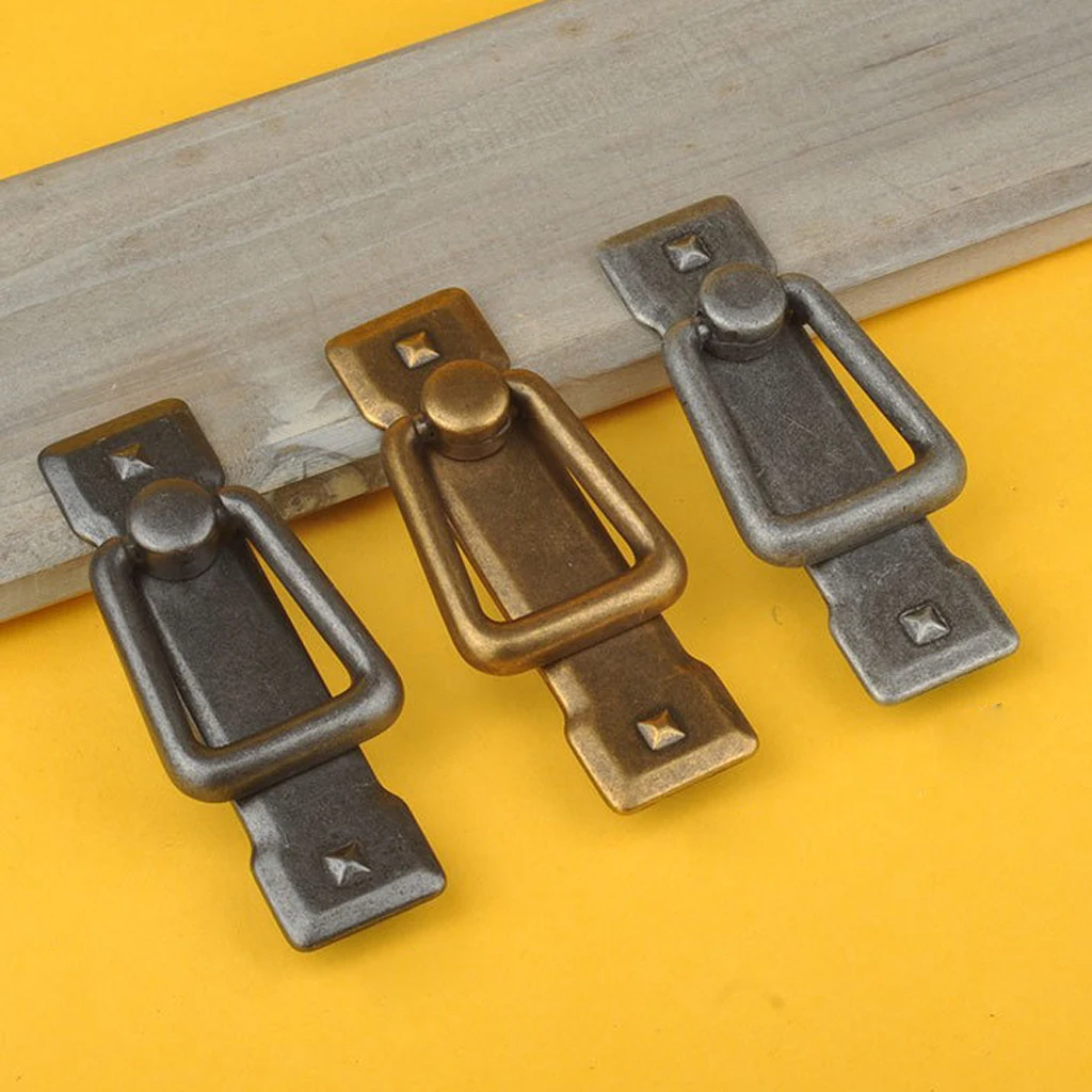 Vintage Kitchen Cabinet Cupboard Dresser Door Drawer Drop Ring Pull Handles Knobs + Screw