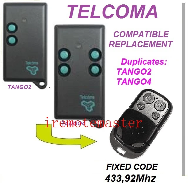 Replacment пульт дистанционного управления для telcoma TANGO2, TANGO4 433,92 мГц
