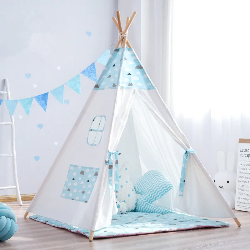 

Blue Clouds Childrens Play Tipi Tent Playhouse Tipi for Kids