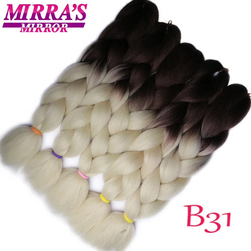 Mirra's зеркальный Омбре плетение волос крючком волосы в стиле jumbo наращивание синтетические плетеные волосы синий блонд зеленый розовый косы - Цвет: P4/30