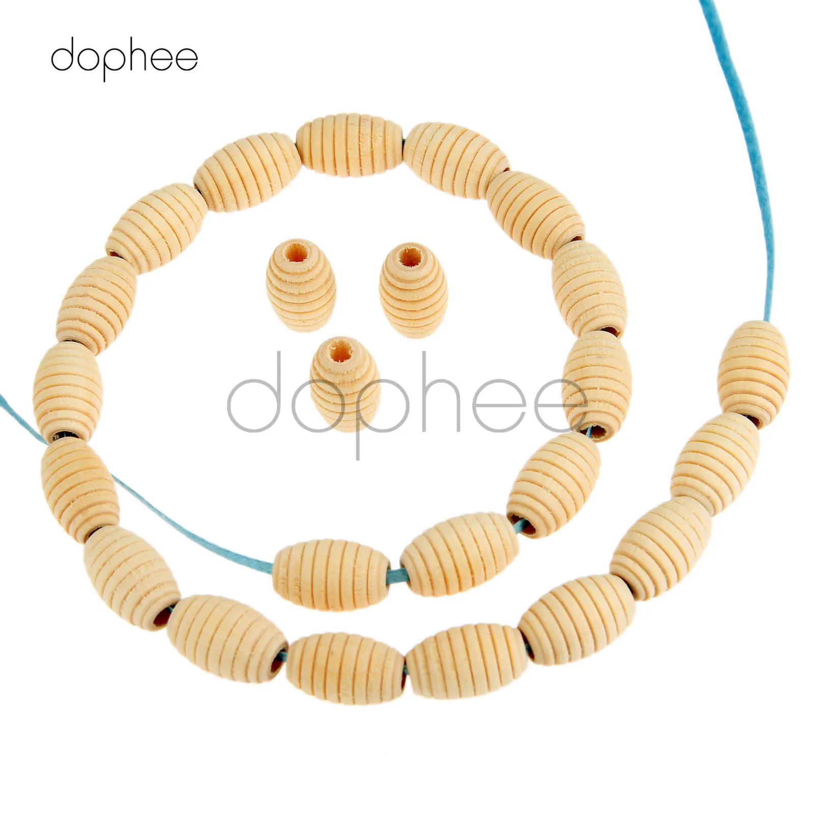 Dophee 50 шт. 9*15 мм искусственная нить деревянные бусины для самодельных ювелирных