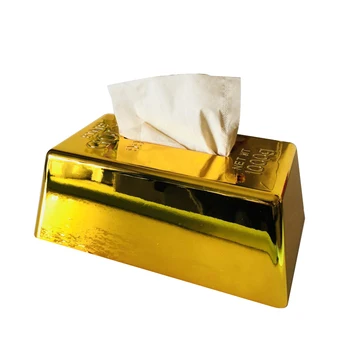 

Best Paper Rack Elegant Royal Gold Car Home Rectangle Shaped Tissue Box Container Towel Napkin Tissue Holder