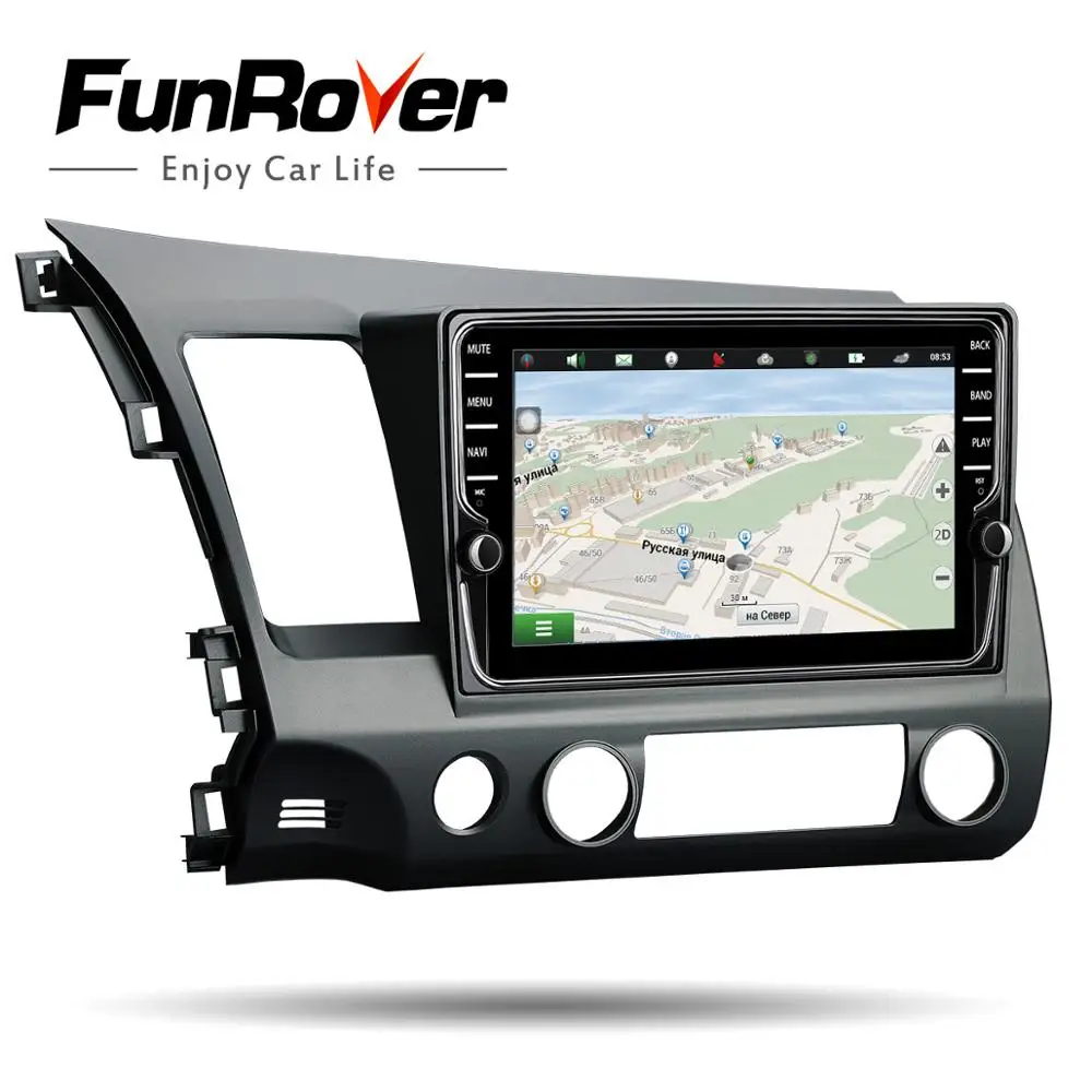Discount FUNROVER android 8.0 2 din car dvd for honda civic 2006-2011 navigation gps car radio video stereo multimedia player 2G RAM 32G 2