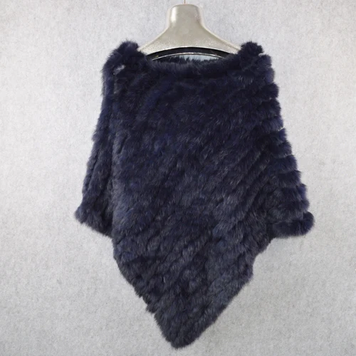 Горячая Распродажа, женские весенне-осенние вязаные шарфы-пончо из натурального кроличьего меха, шаль из пашмины, шарф из натурального кроличьего меха - Цвет: dark blue