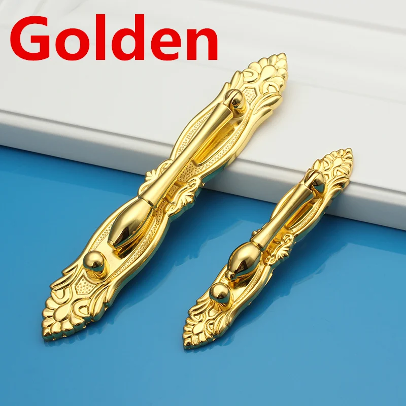 Hole Pitch 64mm/96mm golden zinc alloy furniture cabinet drawer antique handle vertical Style pulls