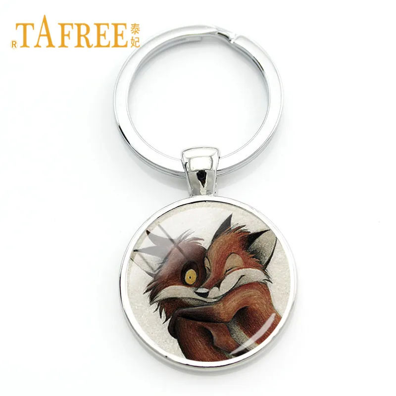 

TAFREE Glass Gems Keychain for Handbag Car Key Ring Cute Fox Pendant Key Chains Animal Clip Art Kids Jewelry Gift WF02