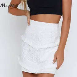MayHall летние модные элегантные Высокая Талия Для женщин юбка 2018 выдалбливают кисточкой Юбка-трапеция сексуальный женский юбка MH092