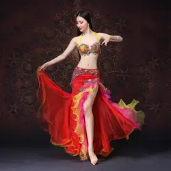 Для женщин Одежда для танца живота леди Professional для выступлений практичные костюмы фламенко бюстгальтер + юбка 2 шт. костюм индийский