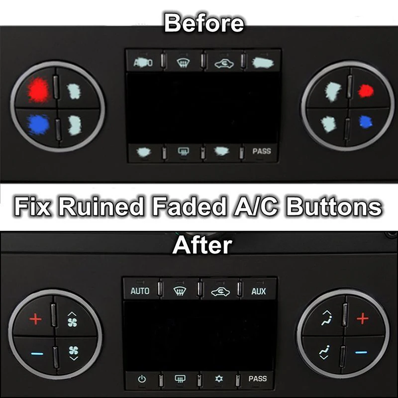 

2pcs 175*55mm Black AC Dash Button Sticker Repair For G-M Vehicles Tahoe Suburban Avalanche Silverado Yukon Car Accessories
