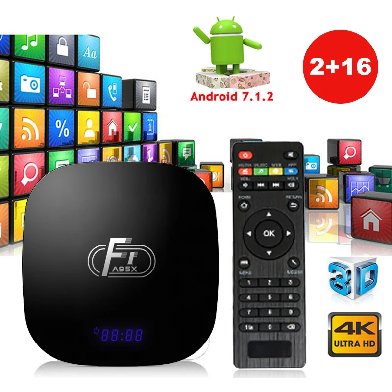 Приставка Смарт ТВ A95X F1 Android 8 1 4 ядра 2 + 16 ГБ ГГц Wi Fi|ТВ-приставки и медиаплееры| |
