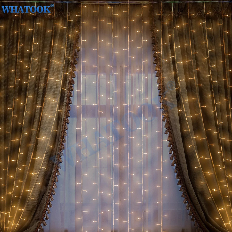 3x2 m 3x3 m 6x3 m Luces carámbano cortina Hada Luz de Navidad guirlande 300 LEDs de luz para al aire libre Partido de la boda decoración de Navidad