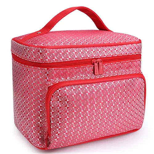 Большая косметическая сумка с цветочным принтом пиона, Женская водонепроницаемая профессиональная косметическая сумка, органайзер для путешествий SZL63 - Цвет: Diamond Red