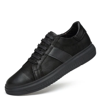 Sneakers Men Casual Shoes Genuine Leather brogue shoes mens Designer solid Classic Fashion Male Lace up Flats black 36-46 mycolen new fashion mens office lace up classic leather shoes men s casual party driving man vintage carved brogue flats