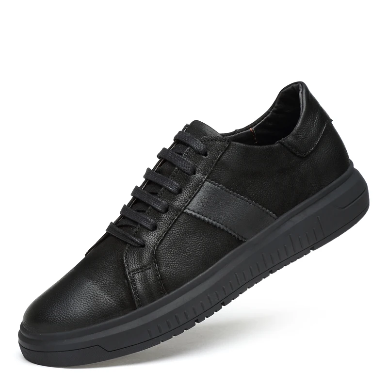 Online Zapatillas de deporte para hombre, zapatos casuales, zapatos de cuero brogue genuino, zapatos de diseñador para hombre, moda clásica sólida, con cordones, negro 36 46