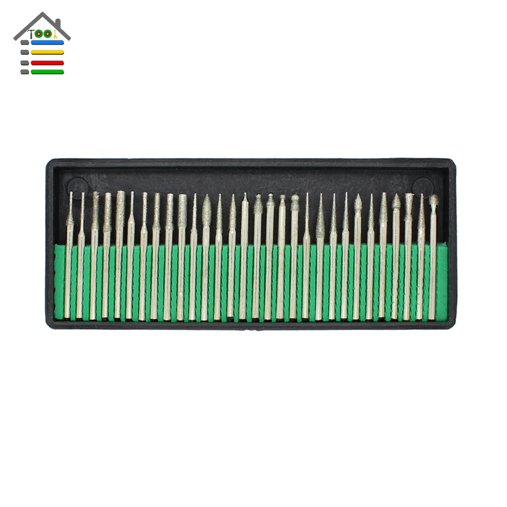 

AUTOTOOLHOME 30PCS Diamond Burr Drill Bits Kit For Engraving Carving Card Grinding Tool Set