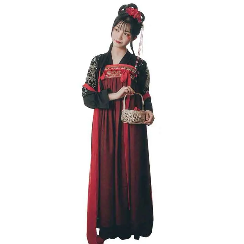 Китайский традиционный сказочный костюм красный национальный костюм ханьфу наряд ханьфу платье для женщин древняя династия Хань одежда принцессы DQS1628 - Цвет: Черный