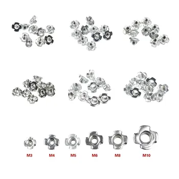 

10Pcs Zinc Plated M3 M4 M5 M6 M8 M10 Four Claws Nut Speaker Nut T-nut Blind Pronged Tee Nut Furniture Hardware Parts