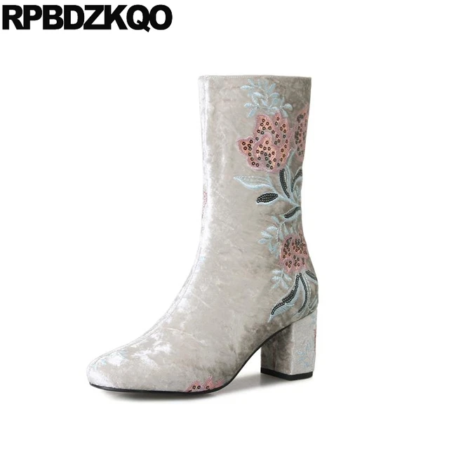 Fiore Tacco Alto Paillette Ricamo Grande Formato Caviglia Grigio Fiore Tacco Alto Paillette Ricamo Grande Grigio Formato Caviglia Grigio Grande bbbd81