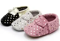 2019 Лидер продаж горошек детская обувь пояса из натуральной кожи обувь для Детские сапожки детские Мокасины модная бахрома Первые Прогулки