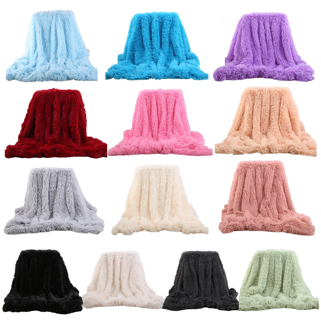 Soft Luxury Blanket Plush Shaggy Silky Blankets Faux Fur Throw Bedspread Red Summer Quilt Throw Blanket for Wedding Decor