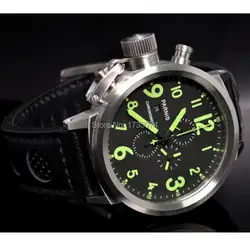 Часы Parnis 50 мм черный циферблат Полный Хронограф даты зеленый Марк кварц двигаться Для мужчин t Для мужчин смотреть P35