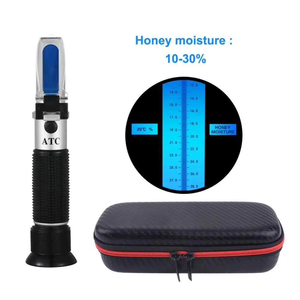 

yieryi hand held 10-30% water Honey Refractometer with calibration atc refractometer Honey moisture meter with black bag
