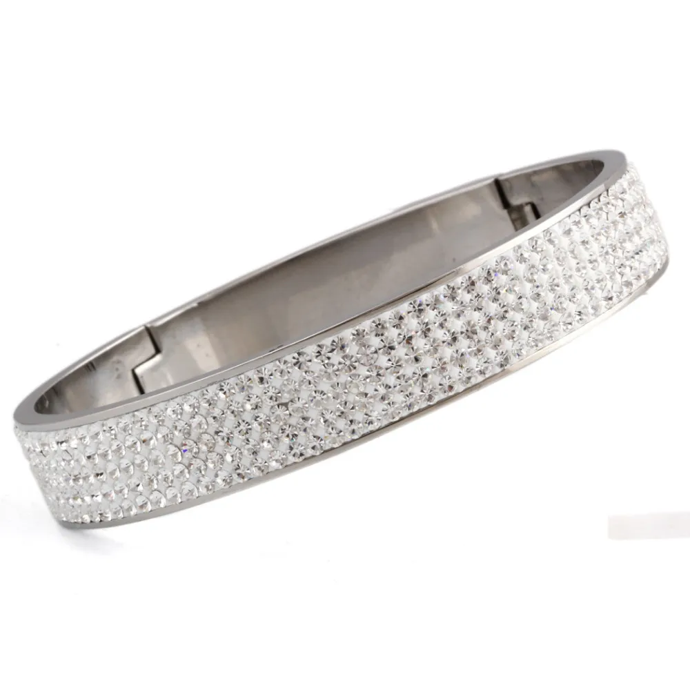 Цена прозрачный цвет кристалл пользовательские ювелирные изделия из нержавеющей стали браслеты Свадьба/Engaement браслет