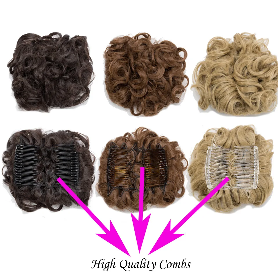 S-noilite 80g Short Women Synthetic Hair Chignon Clip In Curly Hair Pieces Chignon Updo Cover Ponytail Extension Bride Hair Bun