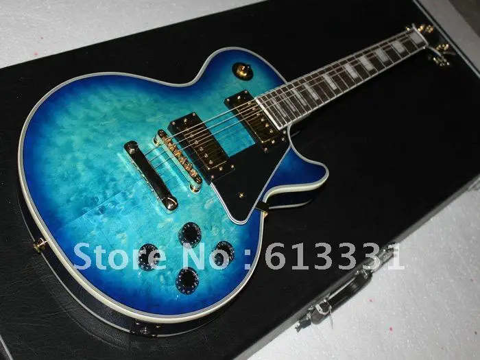 Sunburst blue guitar Solid mahogany 2 pickups Guitar stockguitar solid