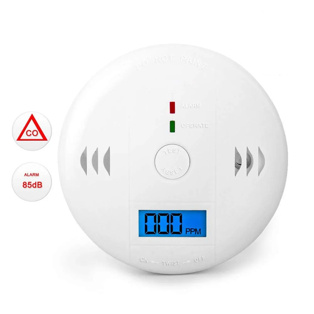 

Carbon Monoxide Gas Detection,CO Detector Alarm LCD Portable Security Gas CO Monitor,Battery Powered,Alarm Clock Warning