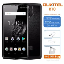 Oukitel K10 6 GB RAM 64 GB ROM Mobile Téléphone 6.0 “FHD 18:9 plein Écran 11000 mAh Flash Chargeur MTK6763 Face D’empreintes Digitales ID NFC 4G
