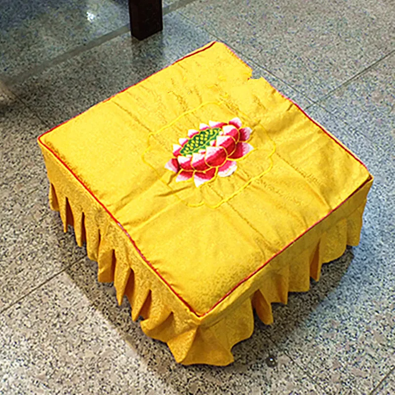 

High Grade Buddhist Supplies Handmade Satin Embroidery Lotus Worship Buddha Cushion Cover Temple Ceremony Cushion Decoration