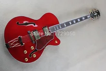 Free shipping factory custom f holes hollow body gold hardwares red color jazz electric guitar musical instrument 1111