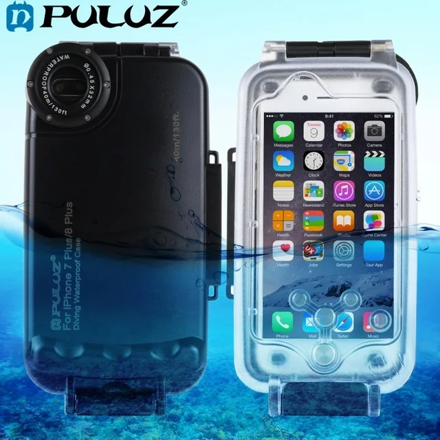 

PULUZ For iPhone 8 /7 Plus 40m/130ft Waterproof Diving Housing Phone Protective Case Photo Video Taking Underwater Cover Case
