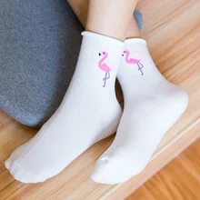 Весенние новые носки высокого качества Модные всесезонные мультяшное милое животное Фламинго шаблон для дам тренд Harajuku высокие носки
