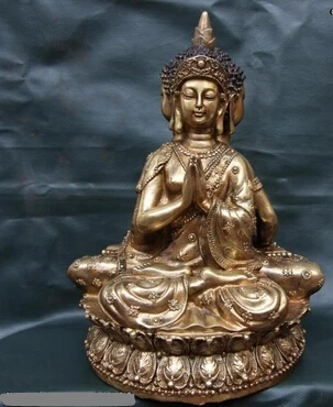 

008467 Tibet Buddhism Copper Bronze Gild Three sides Tathagata Sakyamuni Buddha Statue