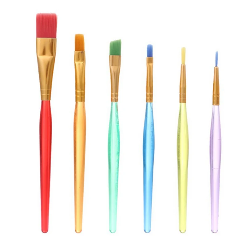 

6 Pcs/ Set Multi-color Candy Cake Icing Decor Paint Brushes Set Bakeware Kit Tools LE66