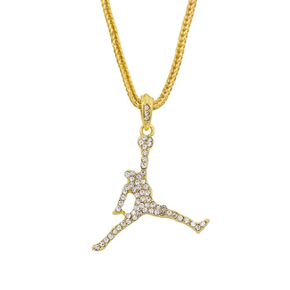 

HipHop MEN'S Iced out Quavo Choker Simulated crystal slam dunk Charm Pendant Chain Necklace 70cm Z99