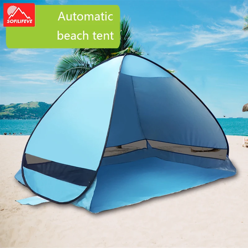 200X120X130 سنتيمتر التلقائي خيمة للشاطئ ل 2 أشخاص السباحة المشي خيام التخييم الأشعة فوق البنفسجية الوقاية طوي سهولة الحمل الشمس المأوى