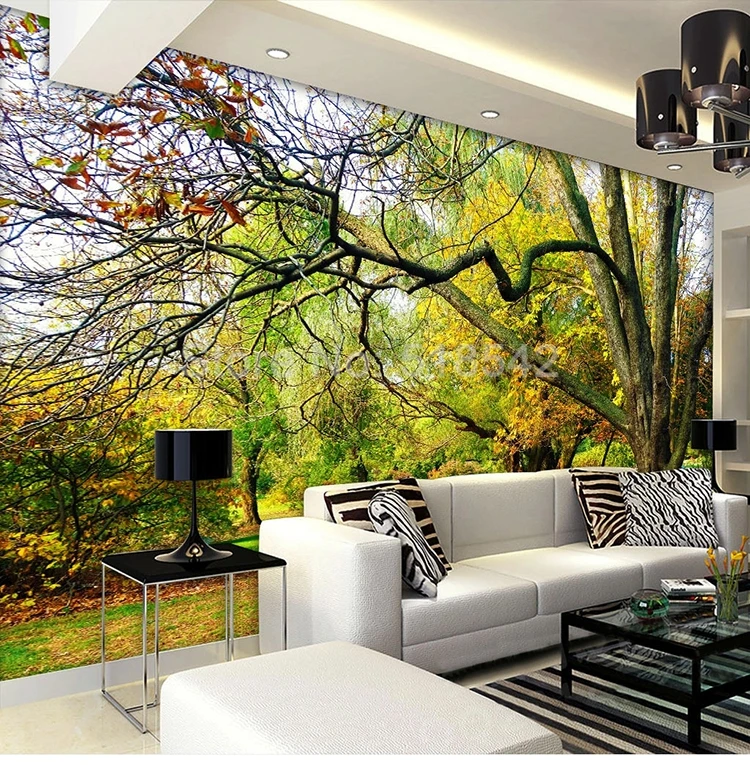 Пользовательские 3D фото обои фрески большое дерево лес Красивые Пейзажи Настенная живопись гостиная диван спальня ТВ фон Фреска 3D