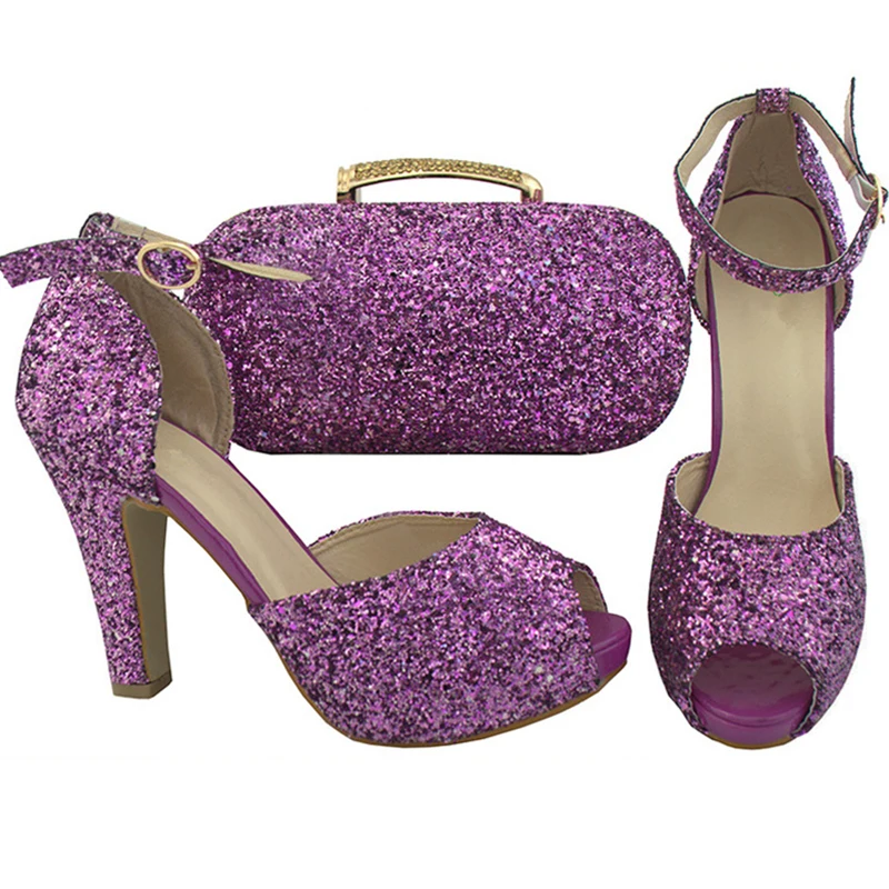 

L Purple Italian Shoe with Matching Bags High Quality Italian Shoes with Matching Bags Sales In Women Matching Shoes and Bag Set