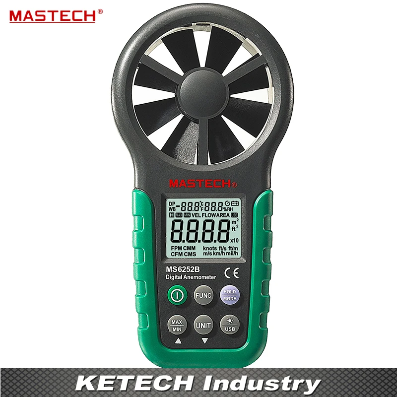 

Multifunction Anemometer Digital Tachometer Air Volume Thermometer Humidity MS6252B