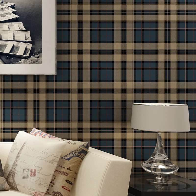 Aliexpress.com : Buy British tartan wallpaper American country vintage