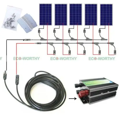 

500W Off Grid System: 5pcs 100W 18V Poly Solar power Panel with 60A Controller for 12v Battery charger home Polycrystalline kit