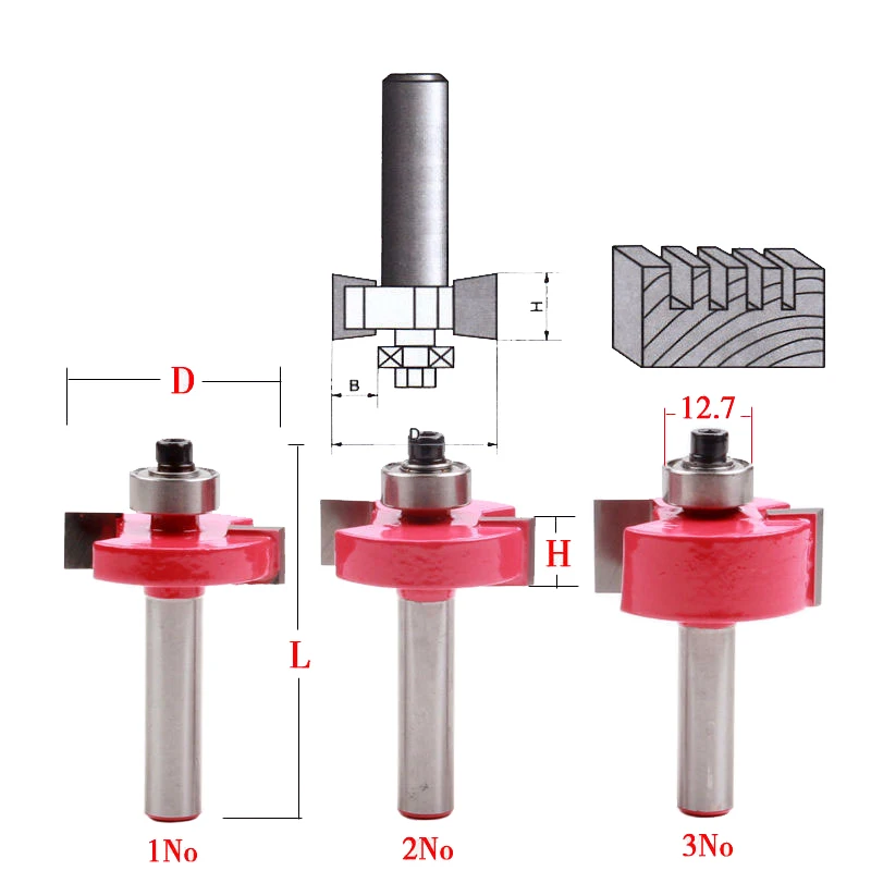 3pcs/set High Quality "T" Type Bit With Bearing 8mm shank Dovetail