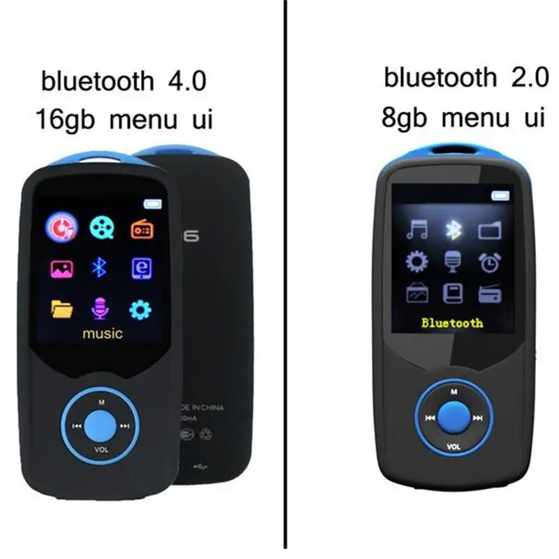 

New version mp4 player with bluetooth4.0 RUIZU X06 music player 8GB/16GB color menu screen high quality with FM radio,recorder